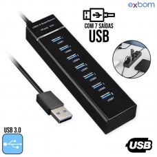 Hub USB 3.0 7 Portas Exbom